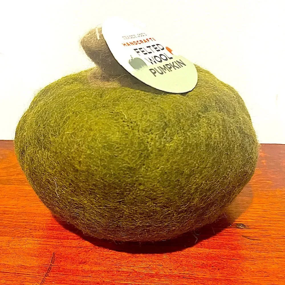 NWT Trader Joe’s Green Handcrafted Felted Wool Pumpkin